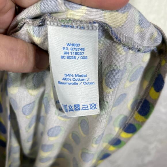 Boden Dress 6 LONG Gray Navy Green Dots Tank Jersey Sundress Mod Casual - Picture 7 of 10